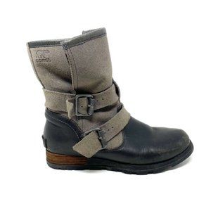 Sorel | Major Moto Boots Size EU 36 / US 5 Black Leather Grey Suede Pull On